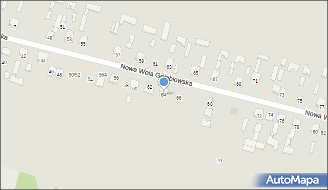 Radom, Nowa Wola Gołębiowska, 64, mapa Radomia