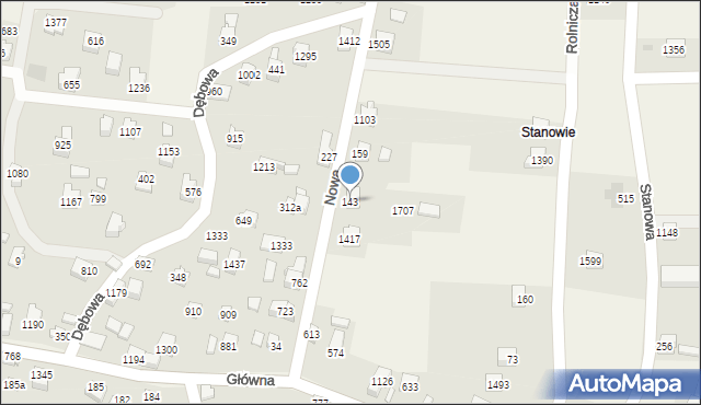 Radziechowy, Nowa, 143, mapa Radziechowy