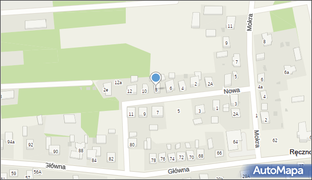 Ręczno, Nowa, 8, mapa Ręczno