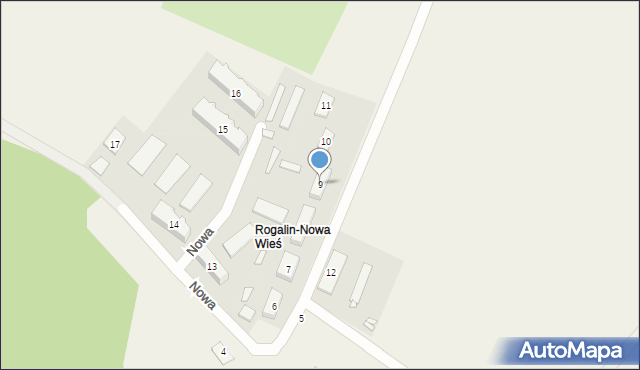 Rogalin, Nowa, 9, mapa Rogalin