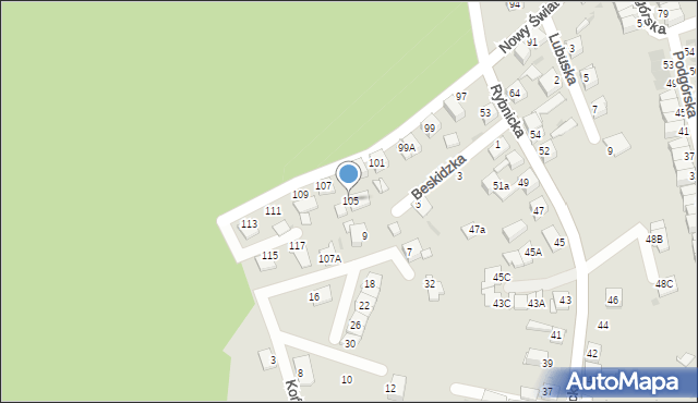 Ruda Śląska, Nowy Świat, 105, mapa Rudy Śląskiej