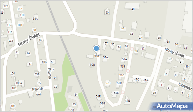 Ruda Śląska, Nowy Świat, 59a, mapa Rudy Śląskiej