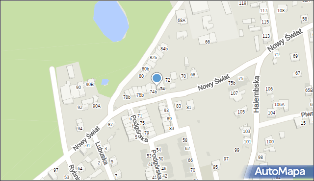 Ruda Śląska, Nowy Świat, 74a, mapa Rudy Śląskiej