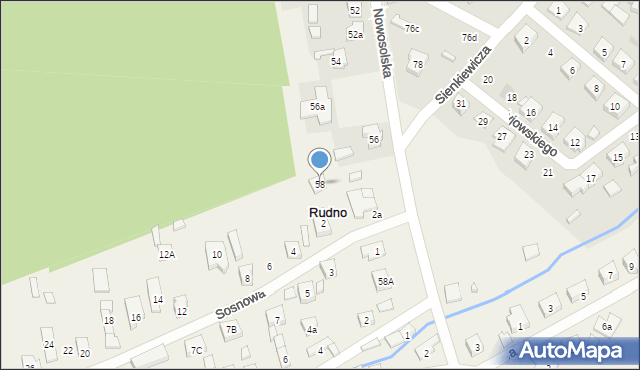 Rudno, Nowosolska, 58, mapa Rudno