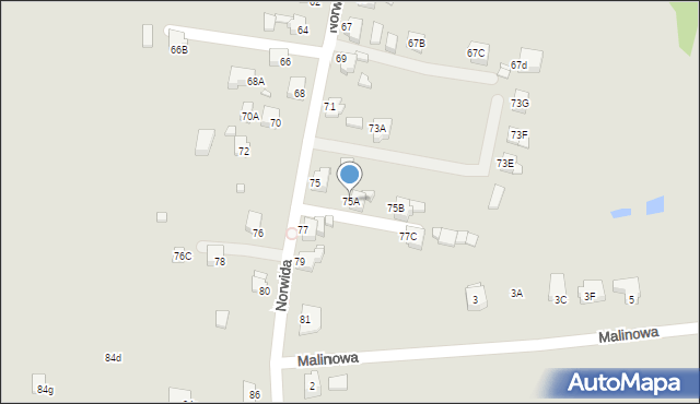 Rybnik, Norwida Cypriana Kamila, 75A, mapa Rybnika