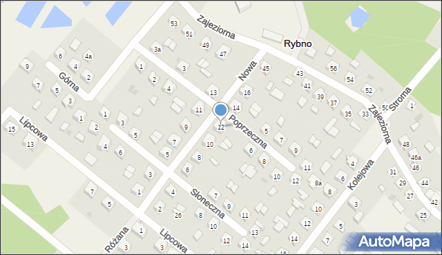 Rybno, Nowa, 12, mapa Rybno