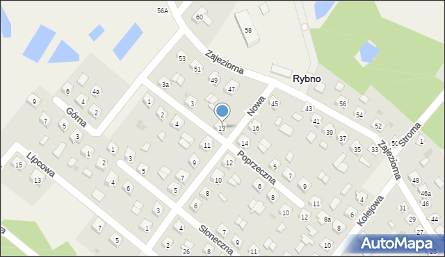 Rybno, Nowa, 13, mapa Rybno