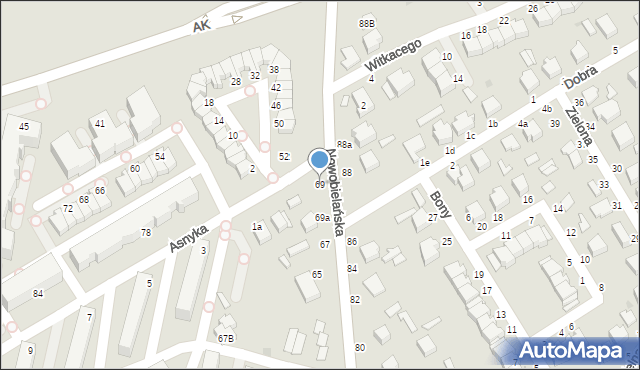 Skierniewice, Nowobielańska, 69, mapa Skierniewic