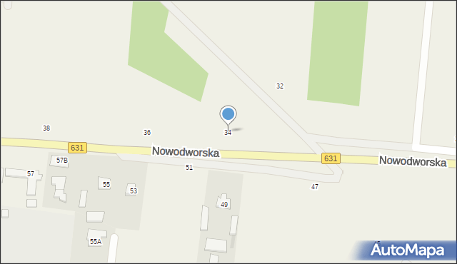 Skrzeszew, Nowodworska, 34, mapa Skrzeszew