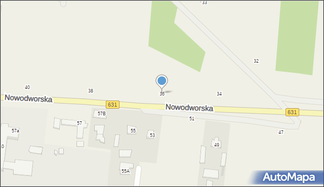 Skrzeszew, Nowodworska, 36, mapa Skrzeszew