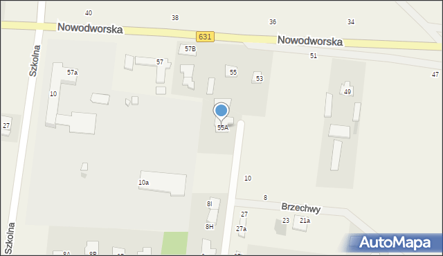 Skrzeszew, Nowodworska, 55A, mapa Skrzeszew