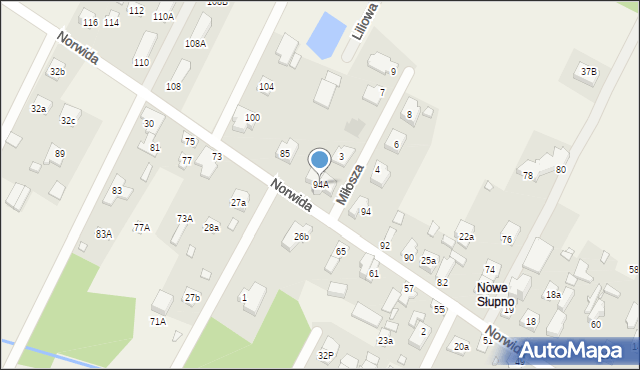 Słupno, Norwida Cypriana Kamila, 94A, mapa Słupno