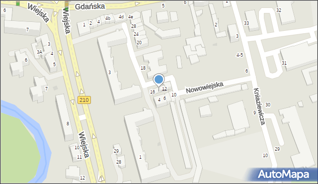 Słupsk, Nowowiejska, 14, mapa Słupska