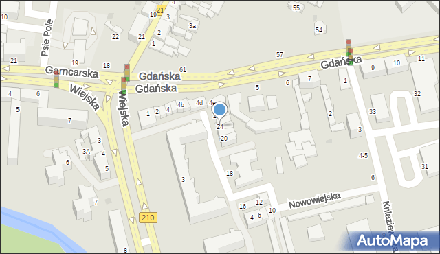 Słupsk, Nowowiejska, 24, mapa Słupska