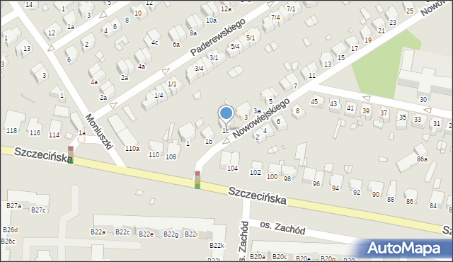 Stargard, Nowowiejskiego Feliksa, 1c, mapa Stargard