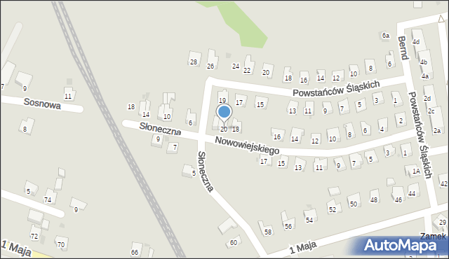 Strumień, Nowowiejskiego, 20, mapa Strumień