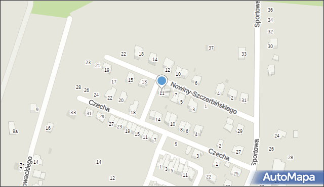 Strzyżów, Nowiny-Szczerbińskiego K., 11, mapa Strzyżów