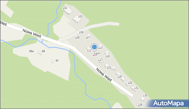 Targanice, Nowa Wieś, 115, mapa Targanice