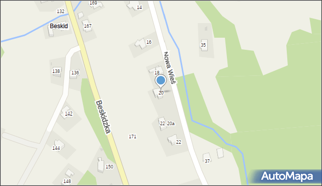 Targanice, Nowa Wieś, 20, mapa Targanice