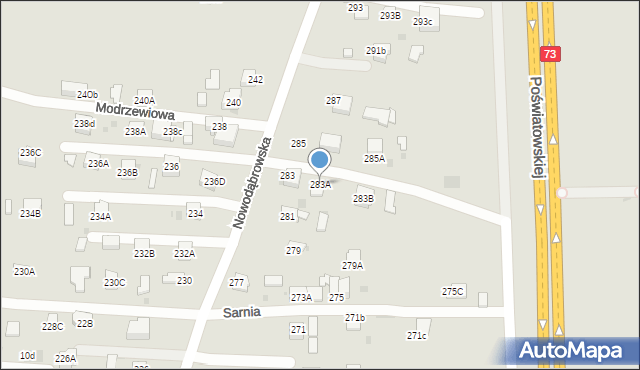 Tarnów, Nowodąbrowska, 283A, mapa Tarnów