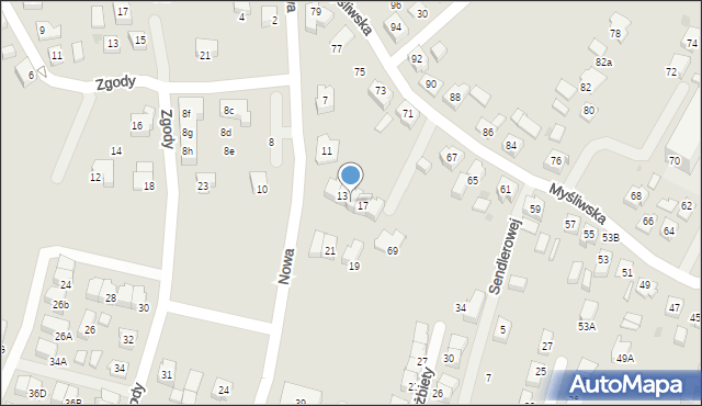 Tychy, Nowa, 15, mapa Tychów