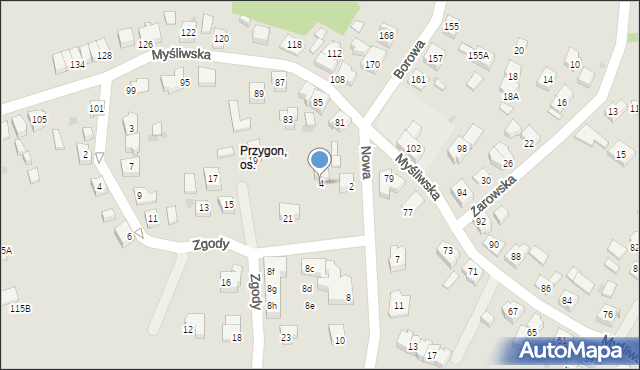 Tychy, Nowa, 4, mapa Tychów