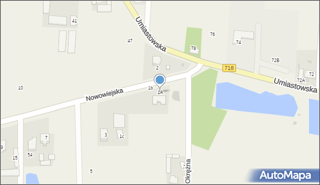 Umiastów, Nowowiejska, 1A, mapa Umiastów