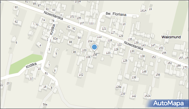 Waksmund, Nowotarska, 108, mapa Waksmund