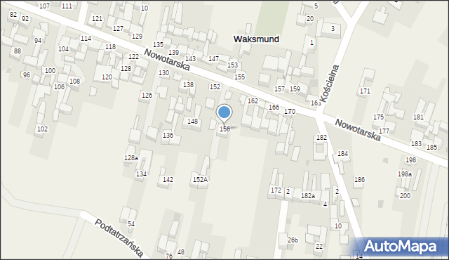 Waksmund, Nowotarska, 156, mapa Waksmund