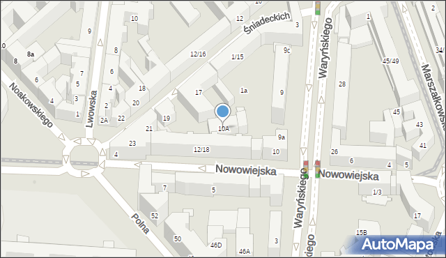Warszawa, Nowowiejska, 10A, mapa Warszawy