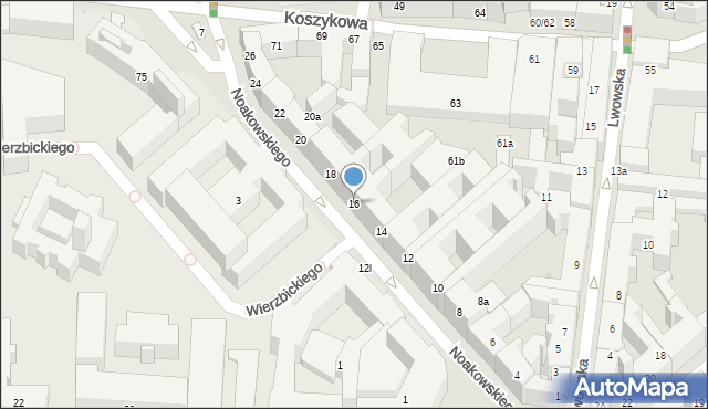 Warszawa, Noakowskiego Stanisława, 16, mapa Warszawy
