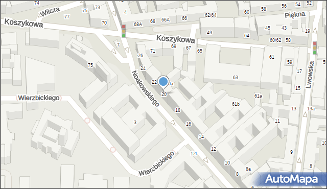 Warszawa, Noakowskiego Stanisława, 20, mapa Warszawy