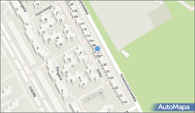 Warszawa, Nowoursynowska, 115A, mapa Warszawy