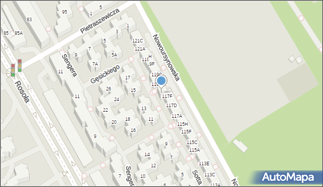 Warszawa, Nowoursynowska, 117H, mapa Warszawy