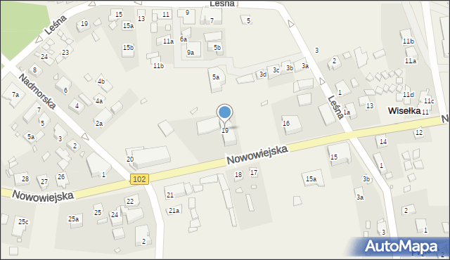 Wisełka, Nowowiejska, 19, mapa Wisełka