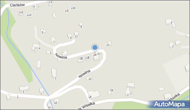 Wisła, Nowina, 1A, mapa Wisła