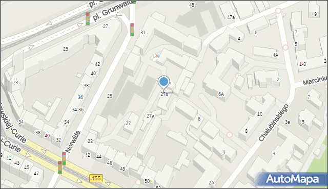 Wrocław, Norwida Cypriana Kamila, 27b, mapa Wrocławia