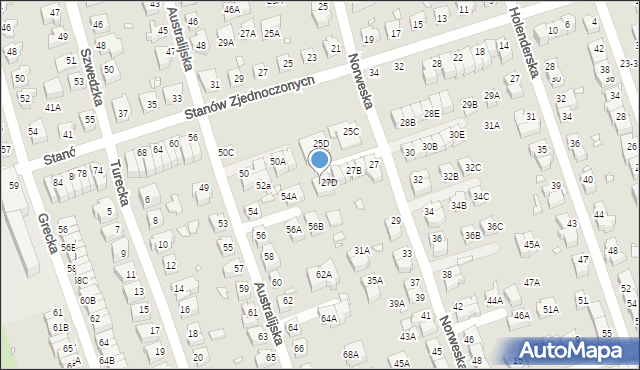 Wrocław, Norweska, 27E, mapa Wrocławia