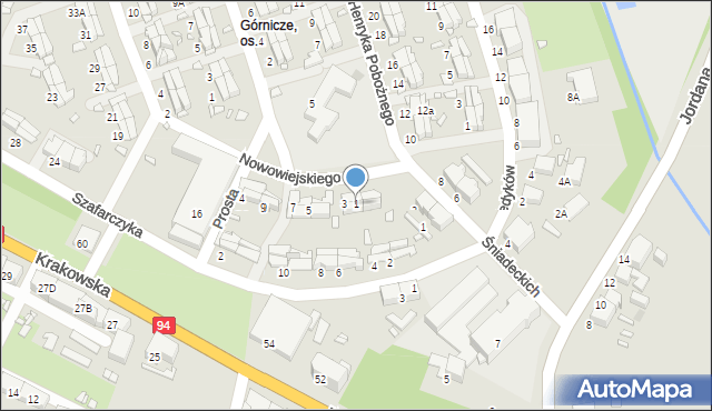 Zabrze, Nowowiejskiego Feliksa, 1, mapa Zabrza