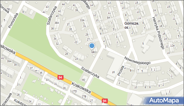 Zabrze, Nowowiejskiego Feliksa, 19A, mapa Zabrza