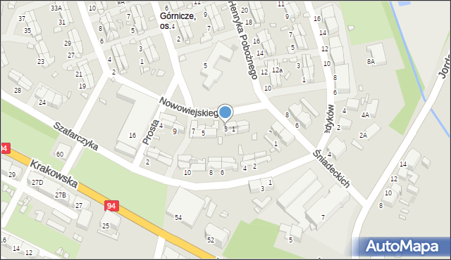 Zabrze, Nowowiejskiego Feliksa, 3, mapa Zabrza