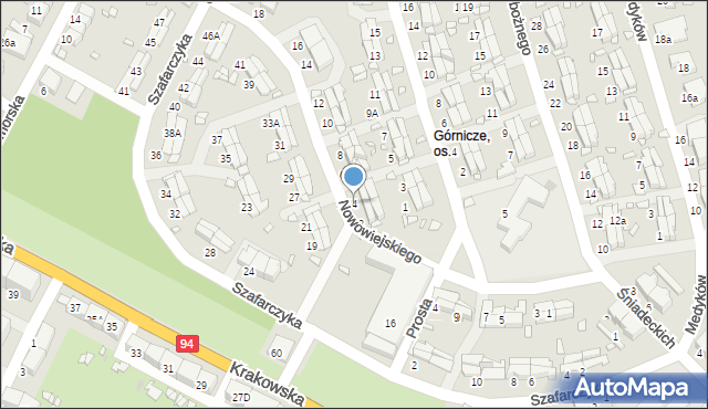 Zabrze, Nowowiejskiego Feliksa, 4, mapa Zabrza