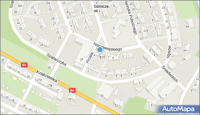 Zabrze, Nowowiejskiego Feliksa, 9, mapa Zabrza