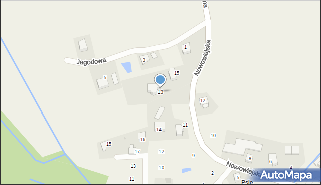 Zagacie, Nowowiejska, 13, mapa Zagacie