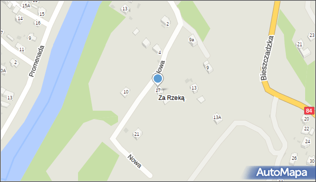 Zagórz, Nowa, 17, mapa Zagórz