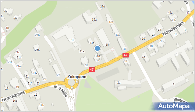 Zakopane, Nowotarska, 11a, mapa Zakopanego