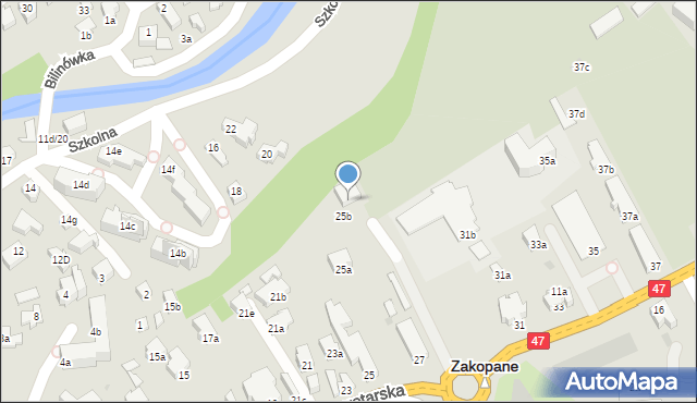 Zakopane, Nowotarska, 27a, mapa Zakopanego
