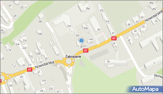 Zakopane, Nowotarska, 31, mapa Zakopanego