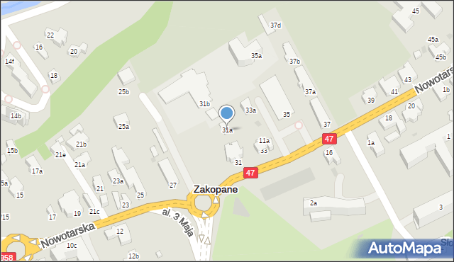 Zakopane, Nowotarska, 31a, mapa Zakopanego