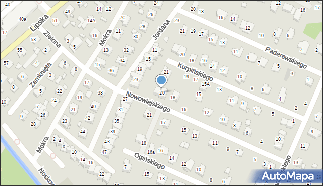 Zamość, Nowowiejskiego Feliksa, 20, mapa Zamościa